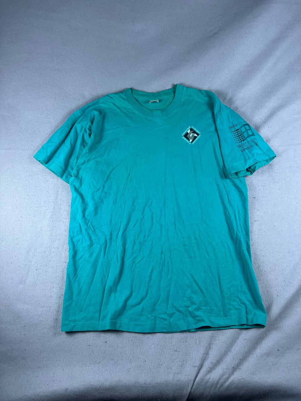 Vintage Gateway to the Future 2000 Windows 95 T-Shirt Adult XL Green Preshrunk